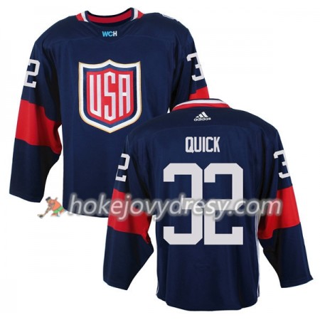 Pánské Hokejový Dres USA Jonathan Quick 32 Světový pohár v ledním hokeji 2016 Modrá Premier